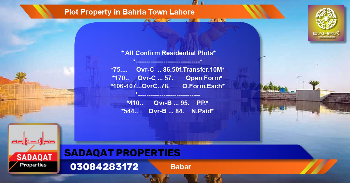 Residential Plot for Sale in Bahria Town, Lahore - (BP-45393)