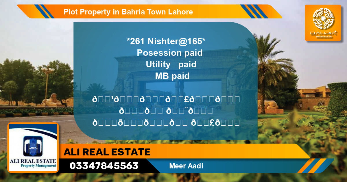 Residential Plot for Sale in Bahria Town, Lahore - (BP-45404)