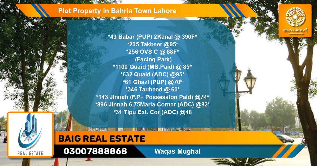 Residential Plot for Sale in Bahria Town, Lahore - (BP-45419)