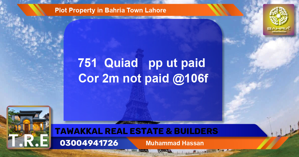 Residential Plot for Sale in Bahria Town, Lahore - (BP-45553)