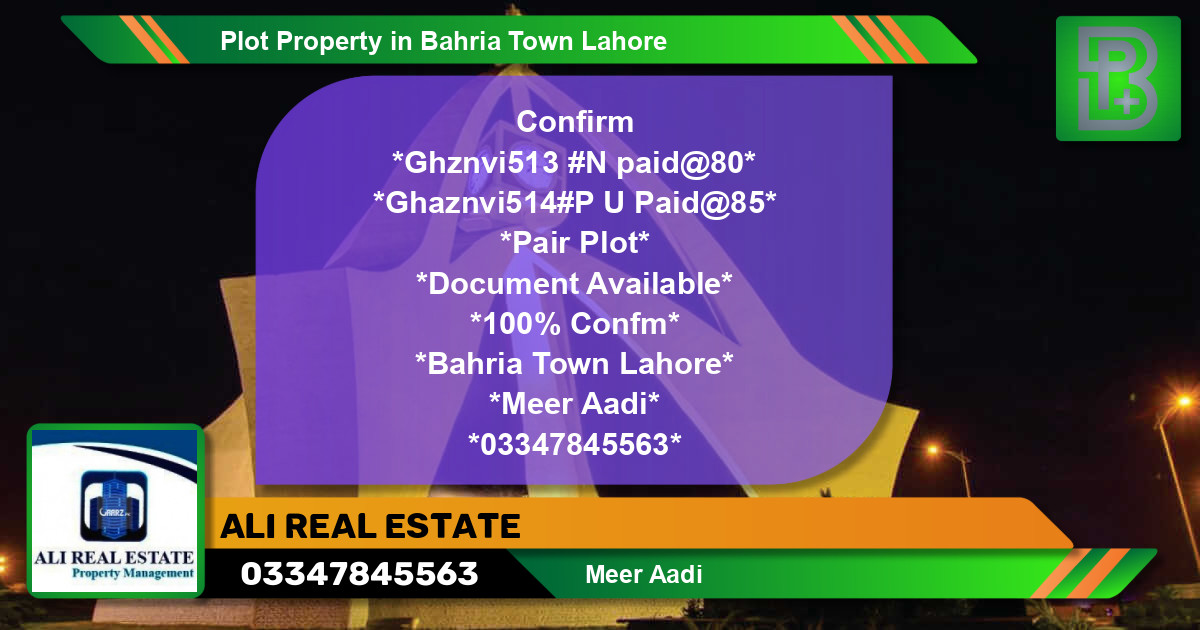 Residential Plot for Sale in Bahria Town, Lahore - (BP-45584)