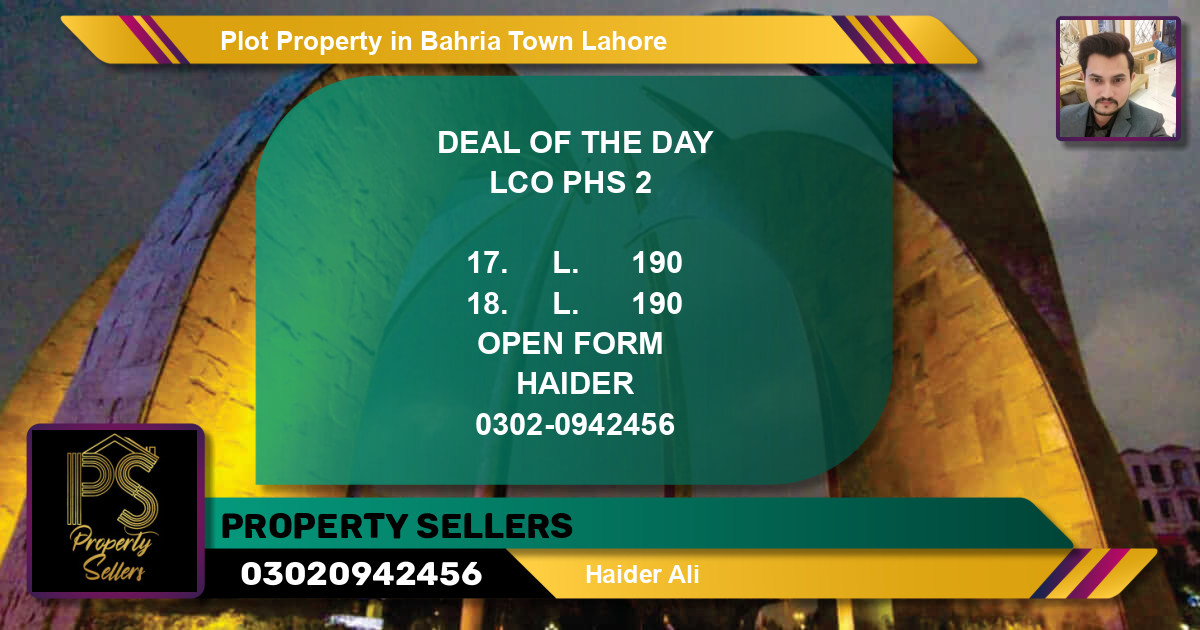 Residential Plot for Sale in Bahria Town, Lahore - (BP-45590)