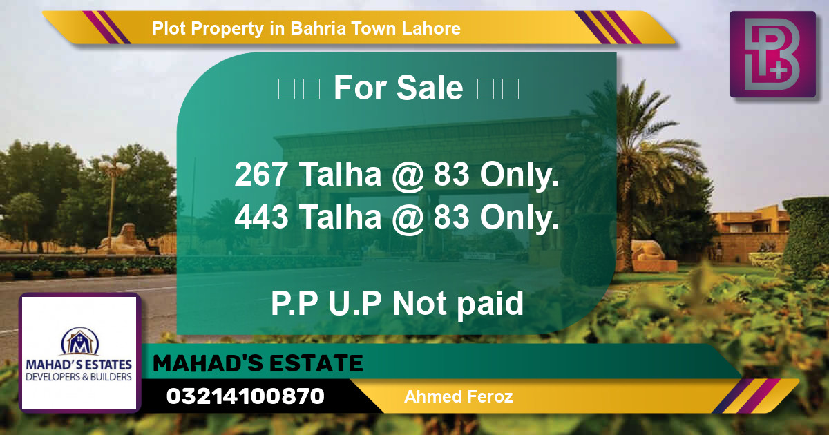 Residential Plot for Sale in Bahria Town, Lahore - (BP-45635)