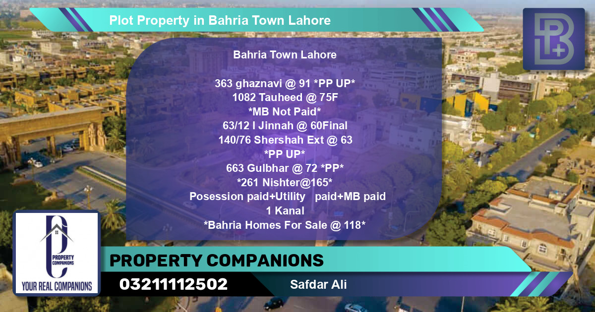 Residential Plot for Sale in Bahria Town, Lahore - (BP-45636)