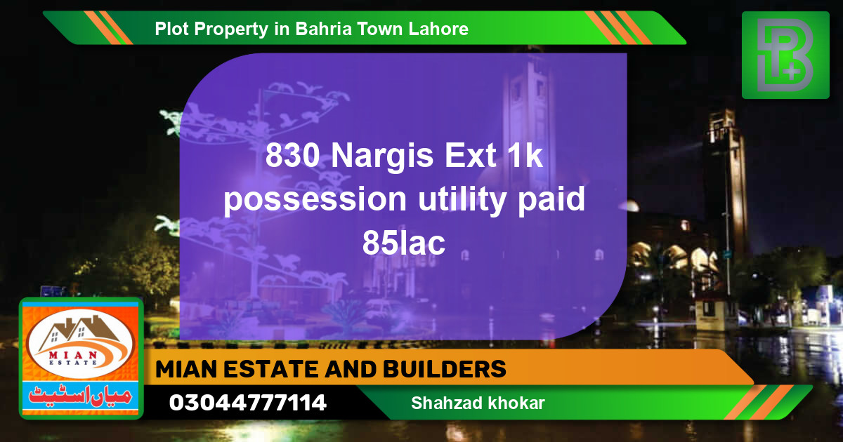 Residential Plot for Sale in Bahria Town, Lahore - (BP-45642)