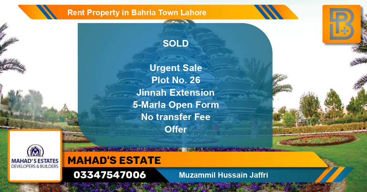 Residential Property for Rent in Bahria Town, Lahore - (BP-45658)