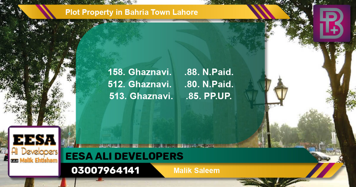 Residential Plot for Sale in Bahria Town, Lahore - (BP-45735)