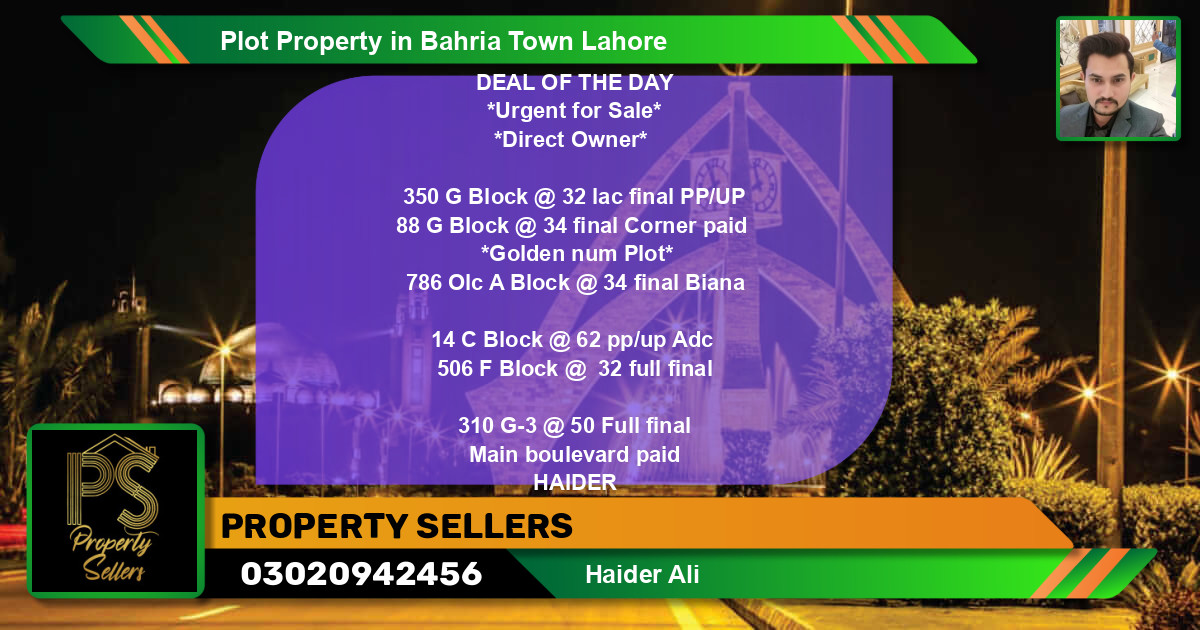 Residential Plot for Sale in Bahria Town, Lahore - (BP-45836)