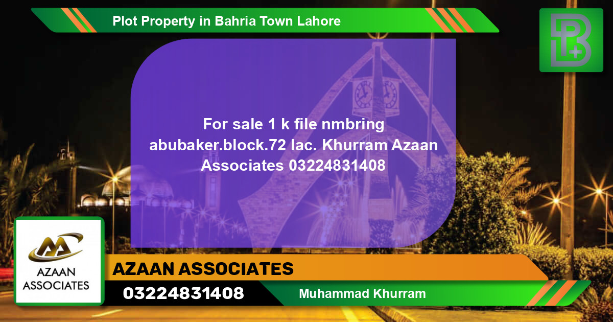 Residential Plot for Sale in Bahria Town, Lahore - (BP-45842)