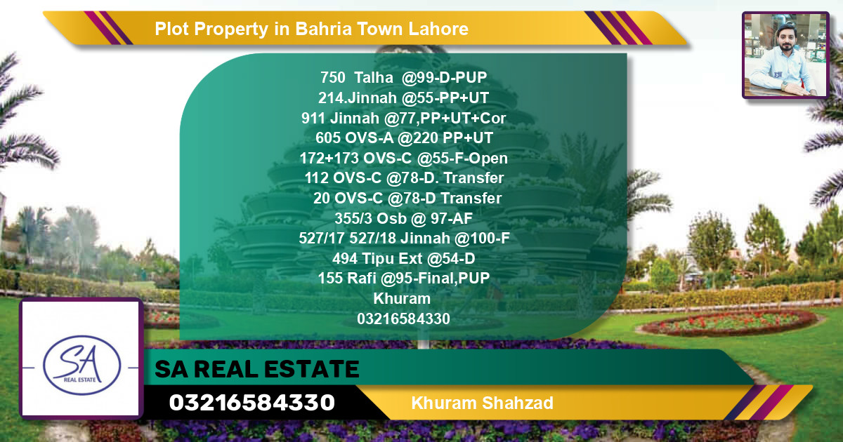 Residential Plot for Sale in Bahria Town, Lahore - (BP-45869)