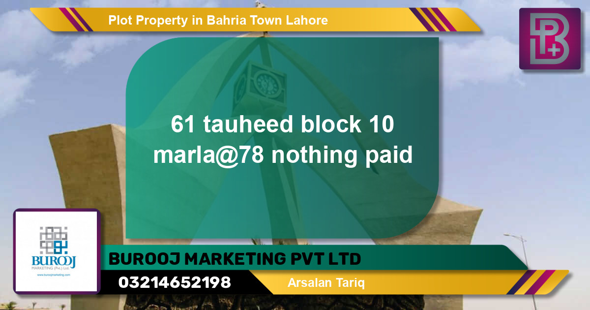 Residential Plot for Sale in Bahria Town, Lahore - (BP-45890)