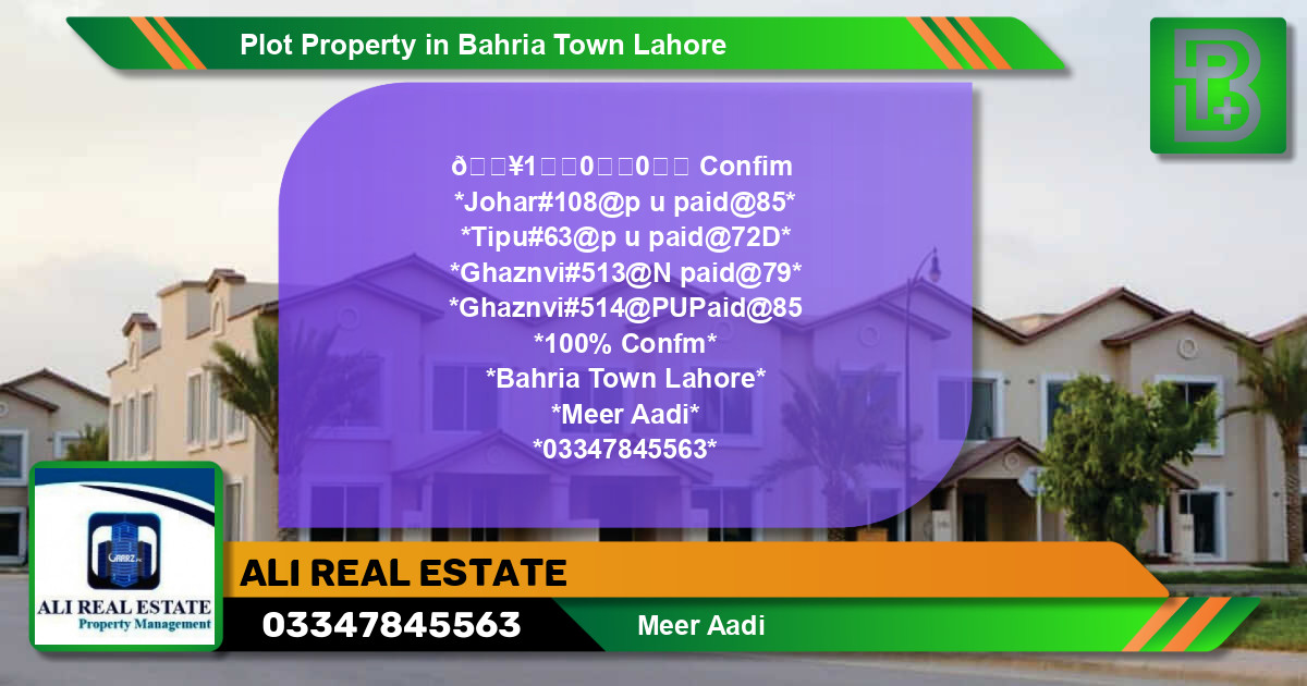 Residential Plot for Sale in Bahria Town, Lahore - (BP-45909)