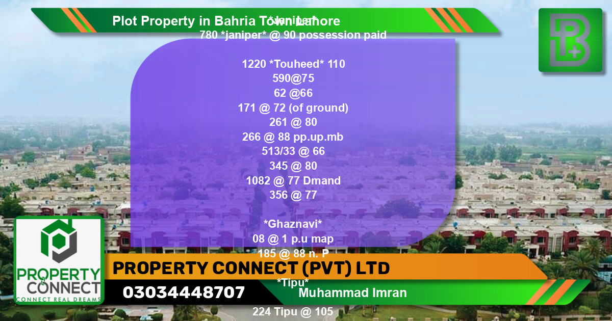 Residential Plot for Sale in Bahria Town, Lahore - (BP-45919)