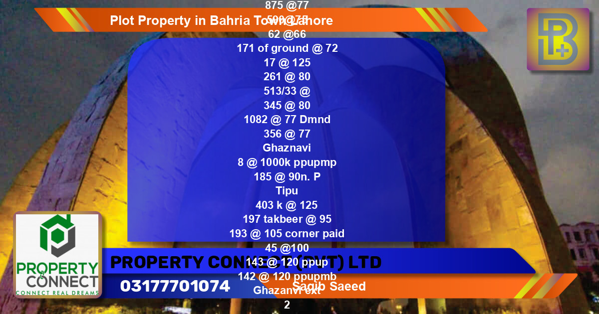 Residential Plot for Sale in Bahria Town, Lahore - (BP-45959)