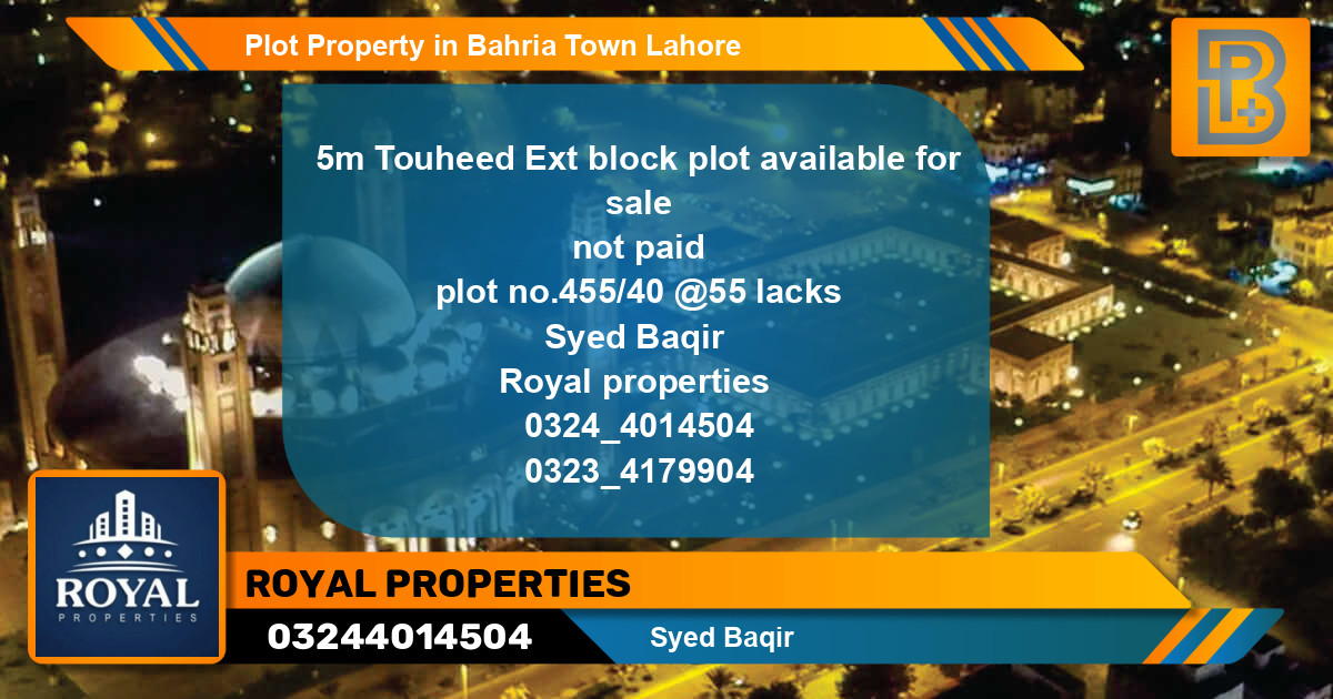 Residential Plot for Sale in Bahria Town, Lahore - (BP-45977)