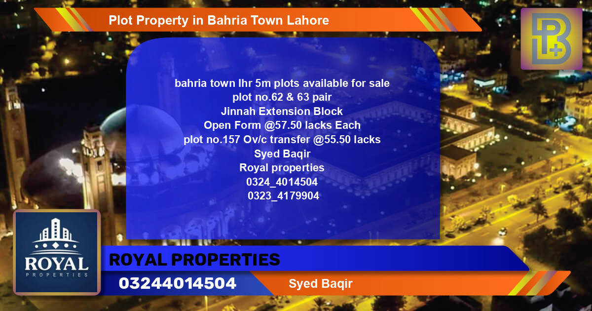 Residential Plot for Sale in Bahria Town, Lahore - (BP-45978)