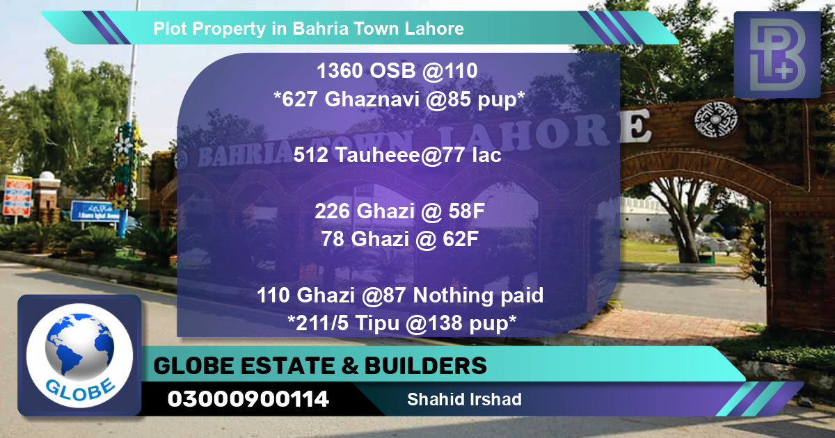 Residential Plot for Sale in Bahria Town, Lahore - (BP-45988)
