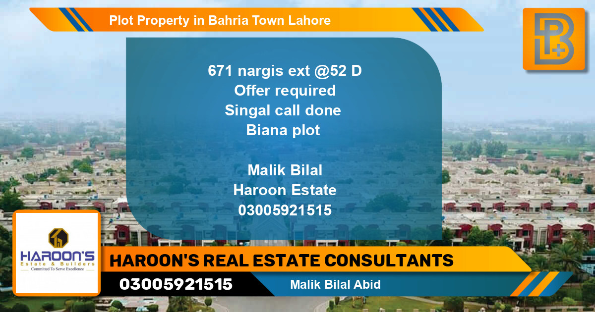 Residential Plot for Sale in Bahria Town, Lahore - (BP-46054)