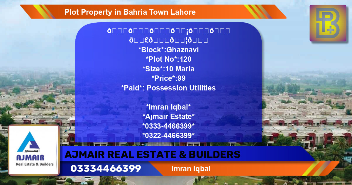 Residential Plot for Sale in Bahria Town, Lahore - (BP-46104)