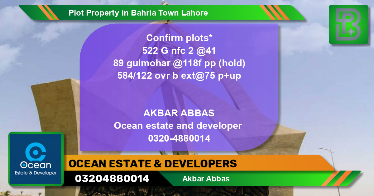Residential Plot for Sale in Bahria Town, Lahore - (BP-46156)