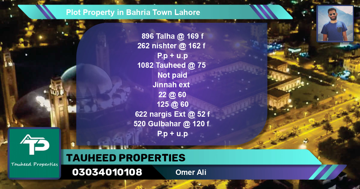 Residential Plot for Sale in Bahria Town, Lahore - (BP-46208)