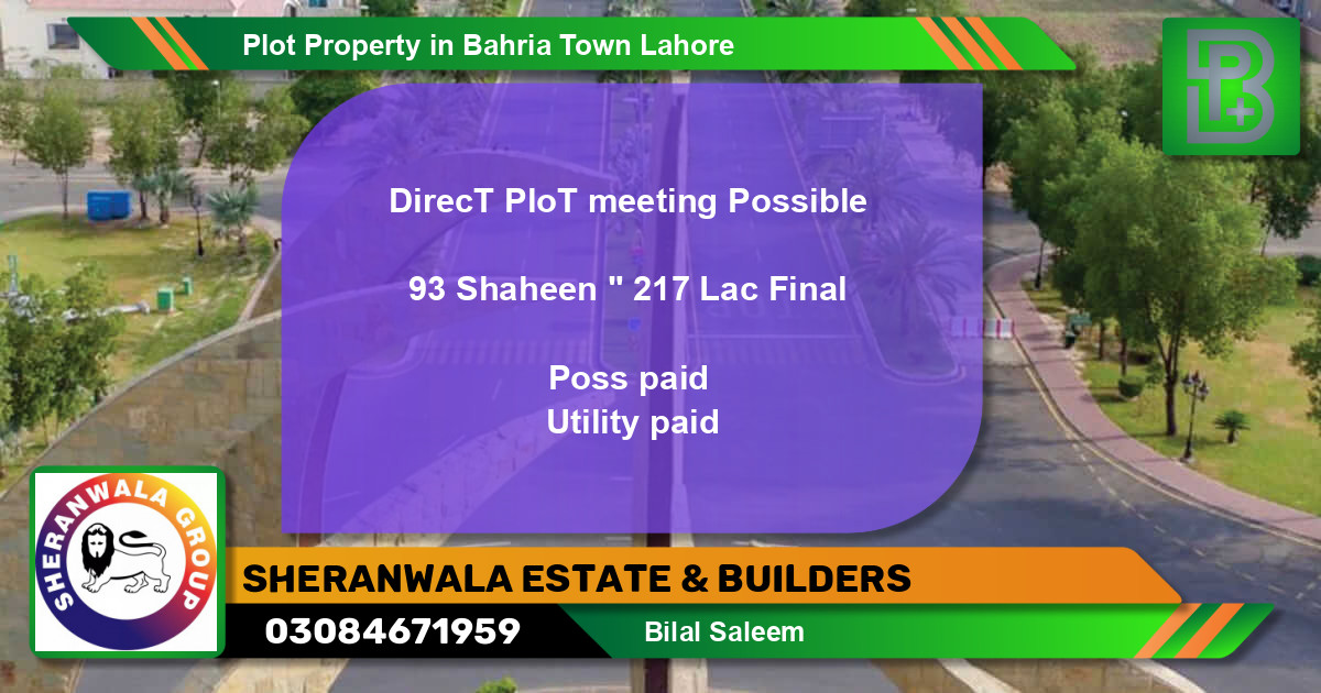 Residential Plot for Sale in Bahria Town, Lahore - (BP-46213)