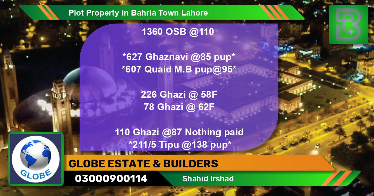 Residential Plot for Sale in Bahria Town, Lahore - (BP-46217)