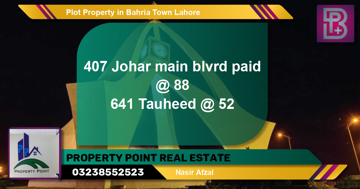 Residential Plot for Sale in Bahria Town, Lahore - (BP-46236)