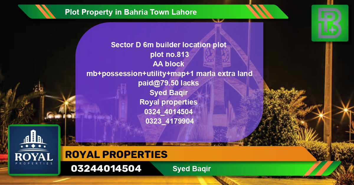 Residential Plot for Sale in Bahria Town, Lahore - (BP-46257)