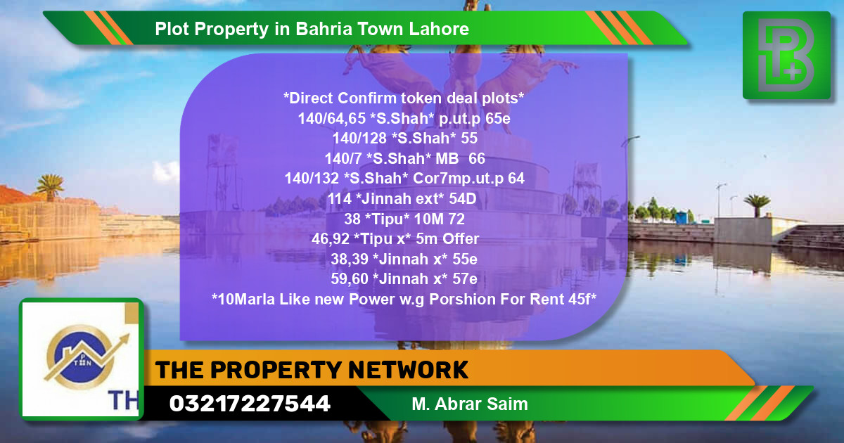 Residential Plot for Sale in Bahria Town, Lahore - (BP-46279)