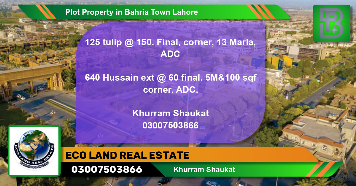 Residential Plot for Sale in Bahria Town, Lahore - (BP-46333)