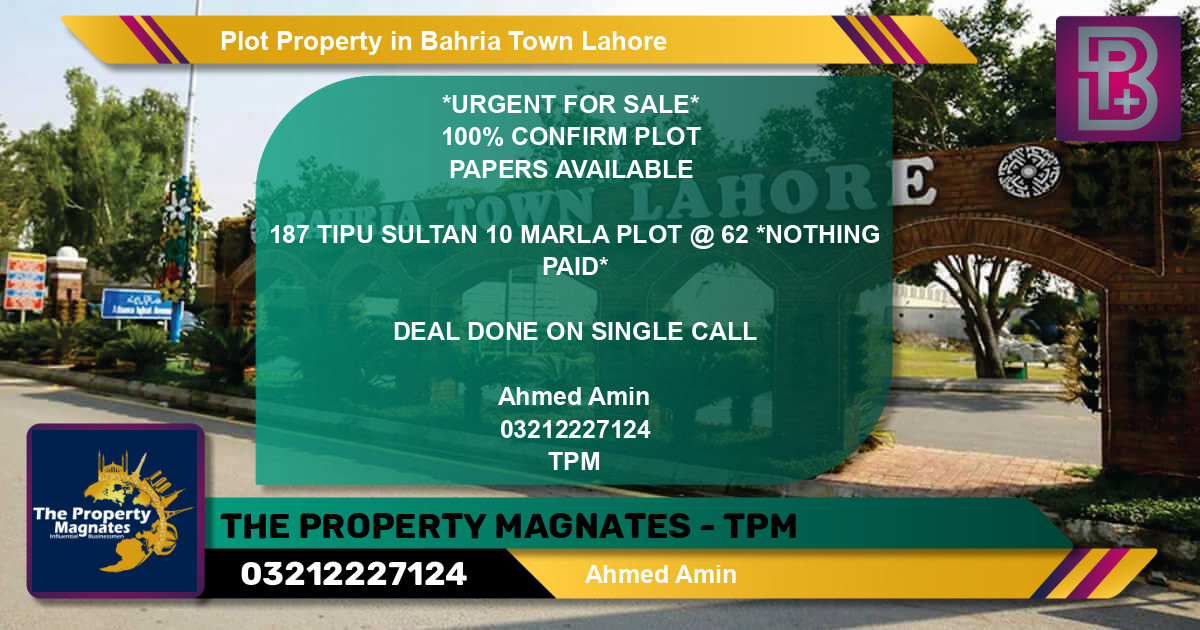 Residential Plot for Sale in Bahria Town, Lahore - (BP-46359)