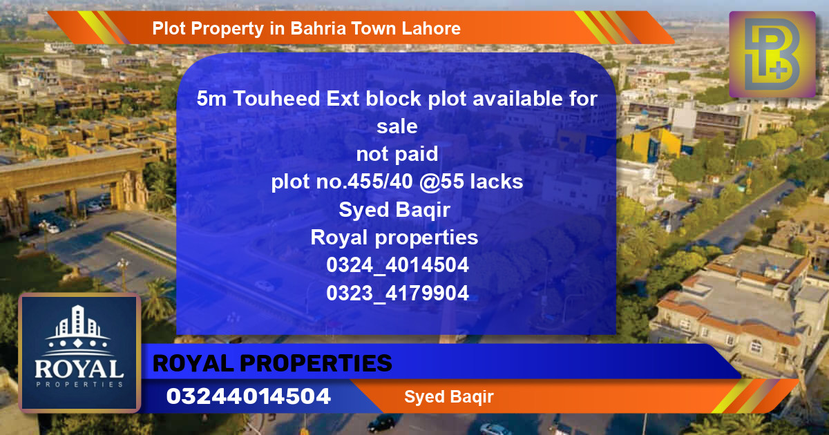 Residential Plot for Sale in Bahria Town, Lahore - (BP-46380)
