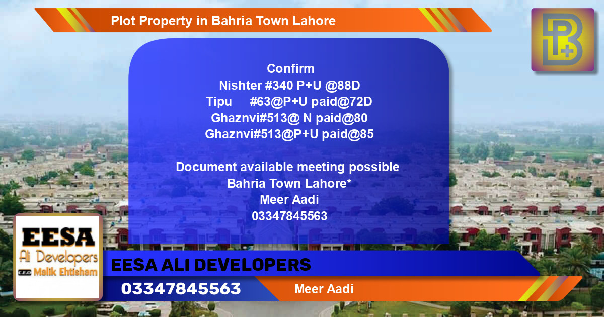 Residential Plot for Sale in Bahria Town, Lahore - (BP-46425)