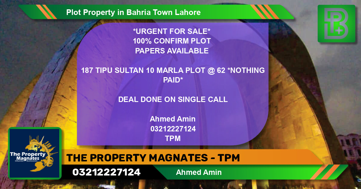 Residential Plot for Sale in Bahria Town, Lahore - (BP-46451)
