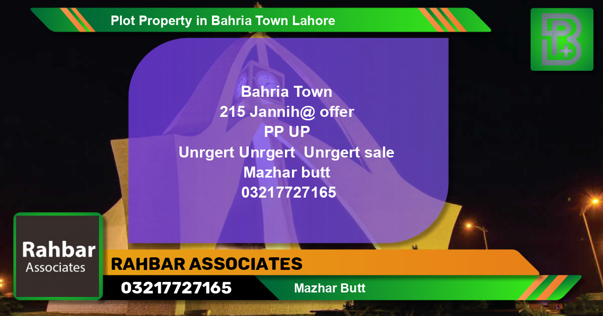 Residential Plot for Sale in Bahria Town, Lahore - (BP-46460)