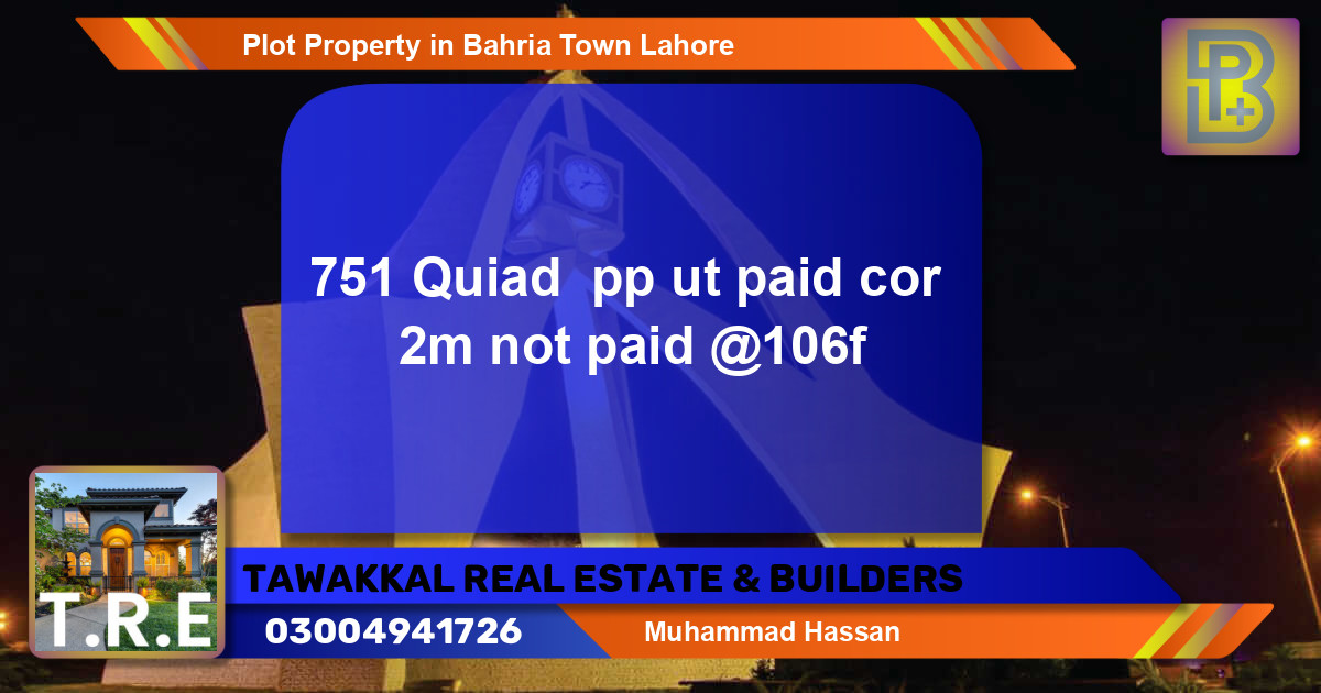 Residential Plot for Sale in Bahria Town, Lahore - (BP-46466)