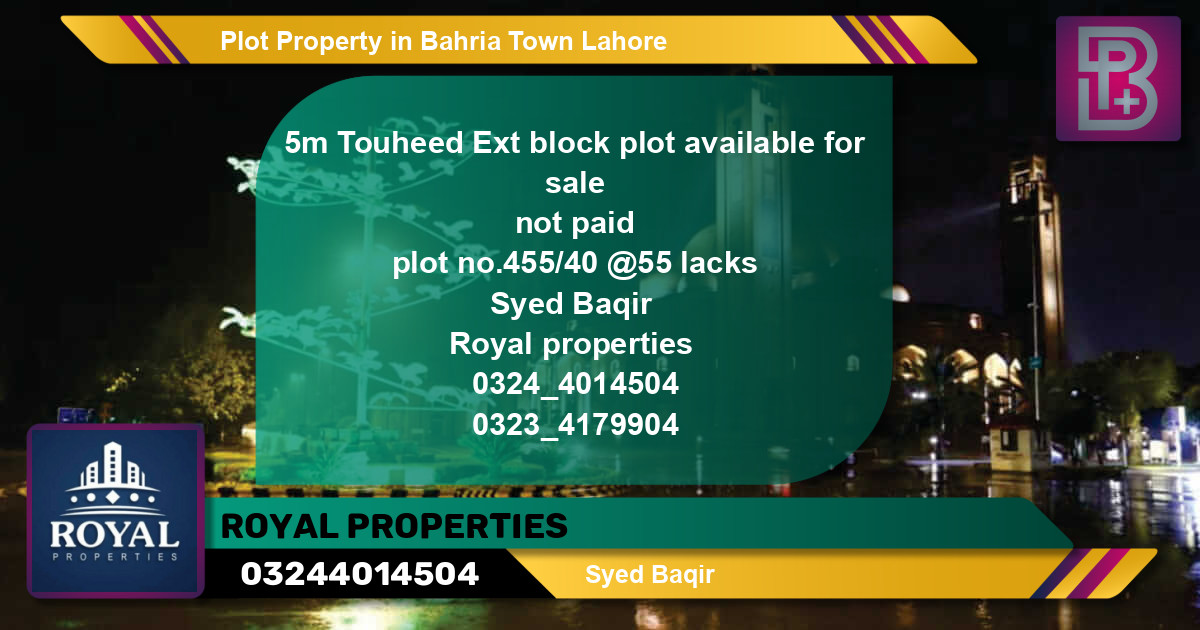 Residential Plot for Sale in Bahria Town, Lahore - (BP-46497)