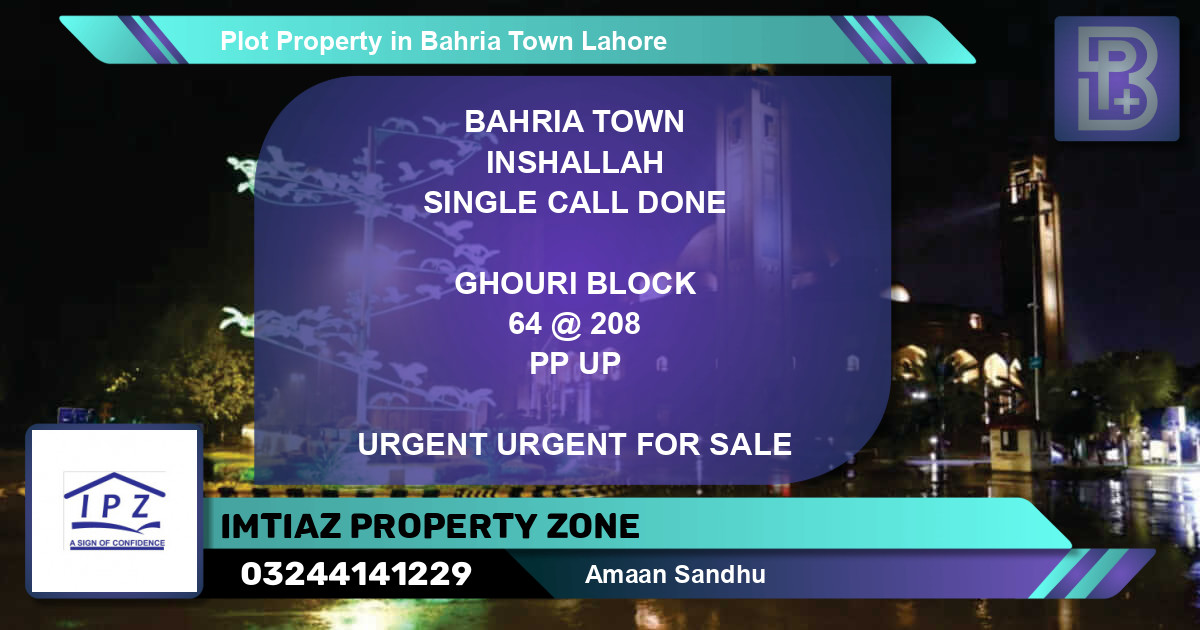 Residential Plot for Sale in Bahria Town, Lahore - (BP-46515)