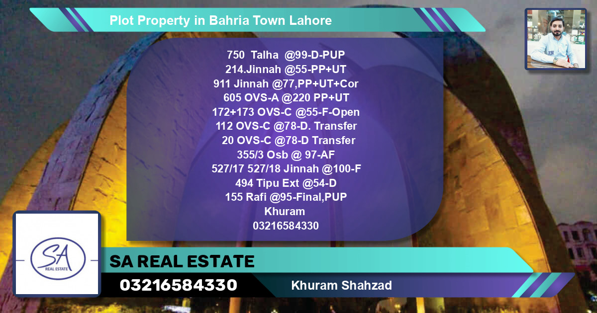 Residential Plot for Sale in Bahria Town, Lahore - (BP-46536)