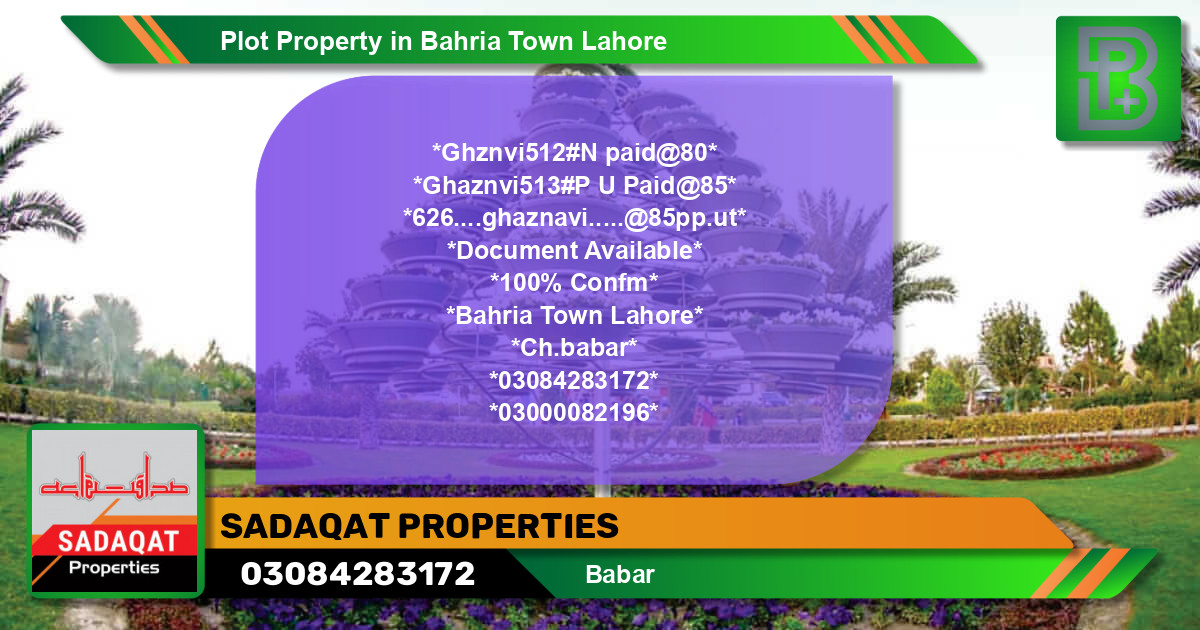Residential Plot for Sale in Bahria Town, Lahore - (BP-46600)