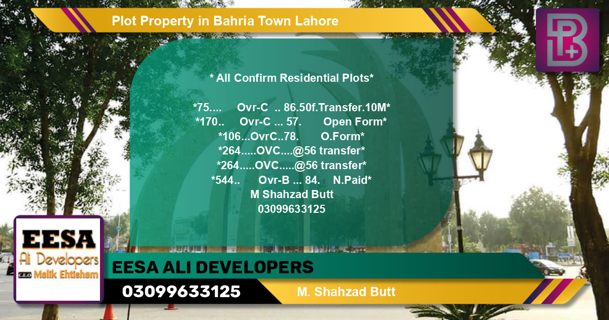 Residential Plot for Sale in Bahria Town, Lahore - (BP-46674)