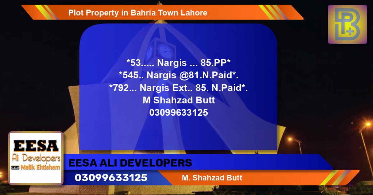 Residential Plot for Sale in Bahria Town, Lahore - (BP-46680)