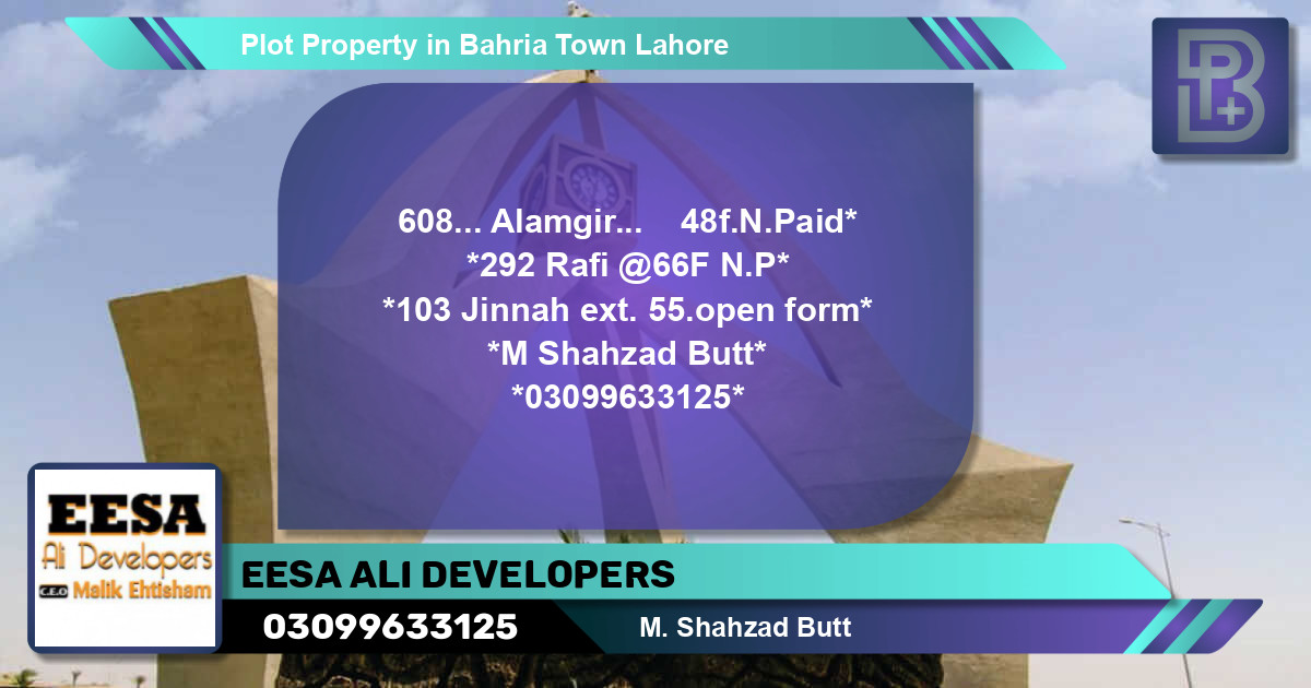 Residential Plot for Sale in Bahria Town, Lahore - (BP-46683)