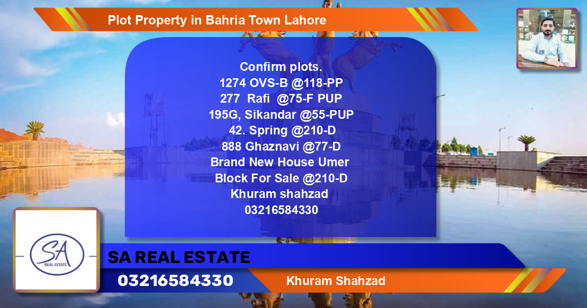 Residential Plot for Sale in Bahria Town, Lahore - (BP-46702)