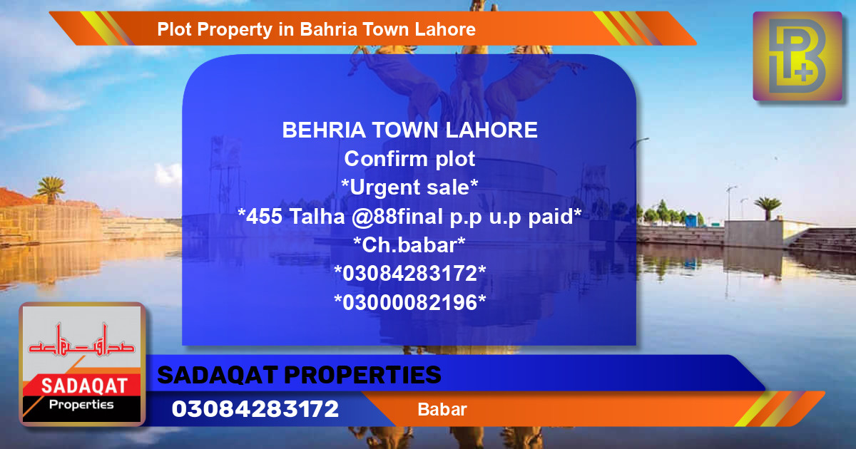 Residential Plot for Sale in Bahria Town, Lahore - (BP-46712)