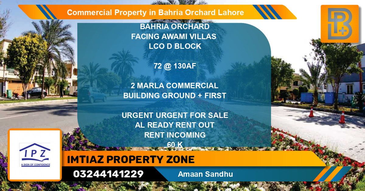 Commercial Property for Rent in Bahria Orchard, Lahore - (BP-46768)