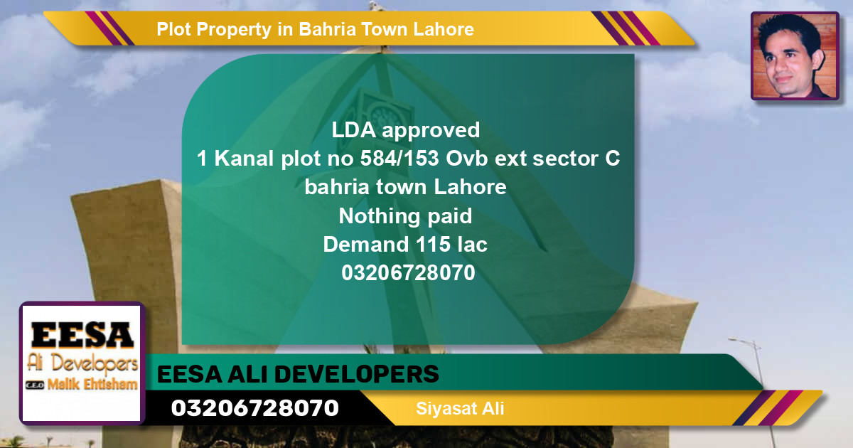 Residential Plot for Sale in Bahria Town, Lahore - (BP-46821)