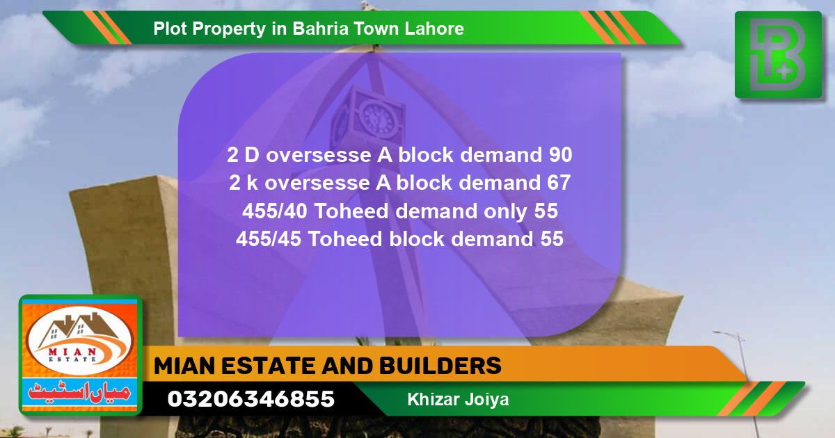 Residential Plot for Sale in Bahria Town, Lahore - (BP-46843)