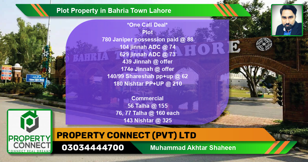 Commercial Plot for Sale in Bahria Town, Lahore - (BP-46847)